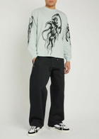 Warren Lotas Serenity Reaper Printed Long Sleeve Cotton top Grey