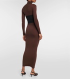 Alaïa Belted jersey turtleneck maxi dress