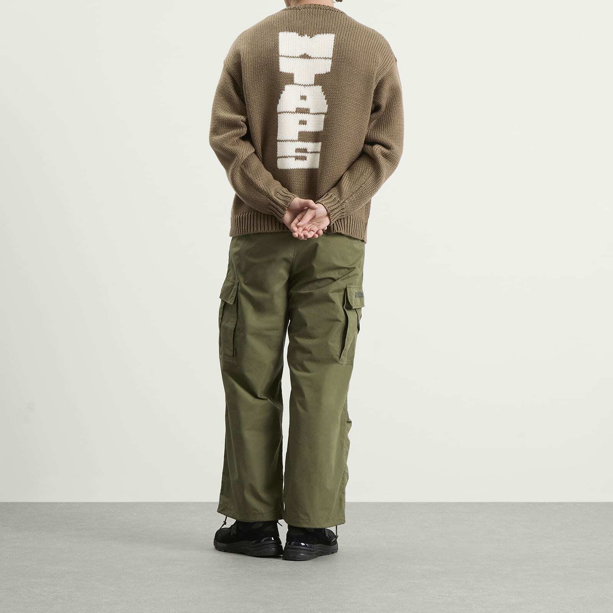 WTAPS Men's Intarsia Knit Sweater in Greige