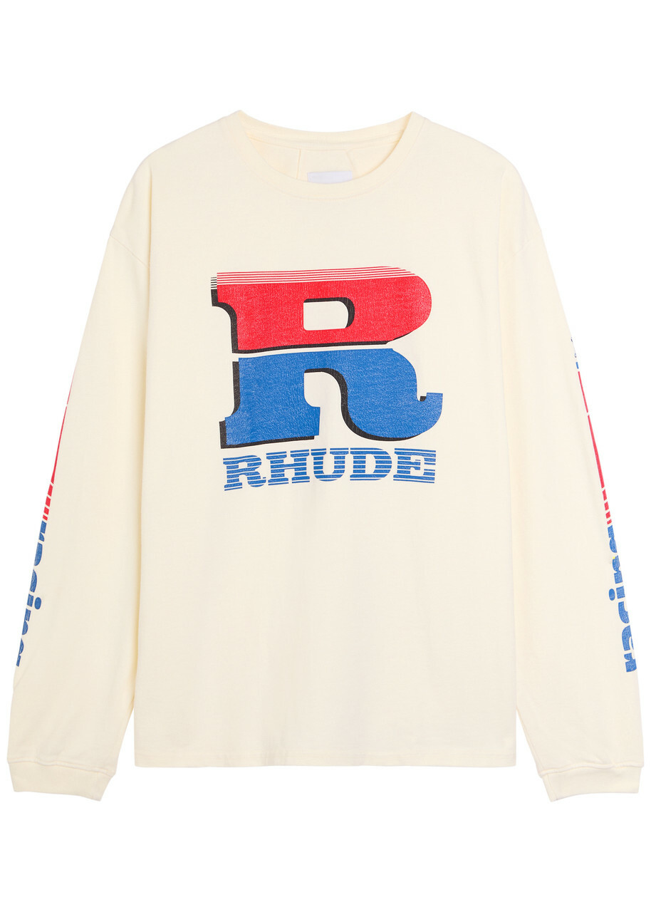 Rhude Split Petrol Logo-print Cotton T-shirt White