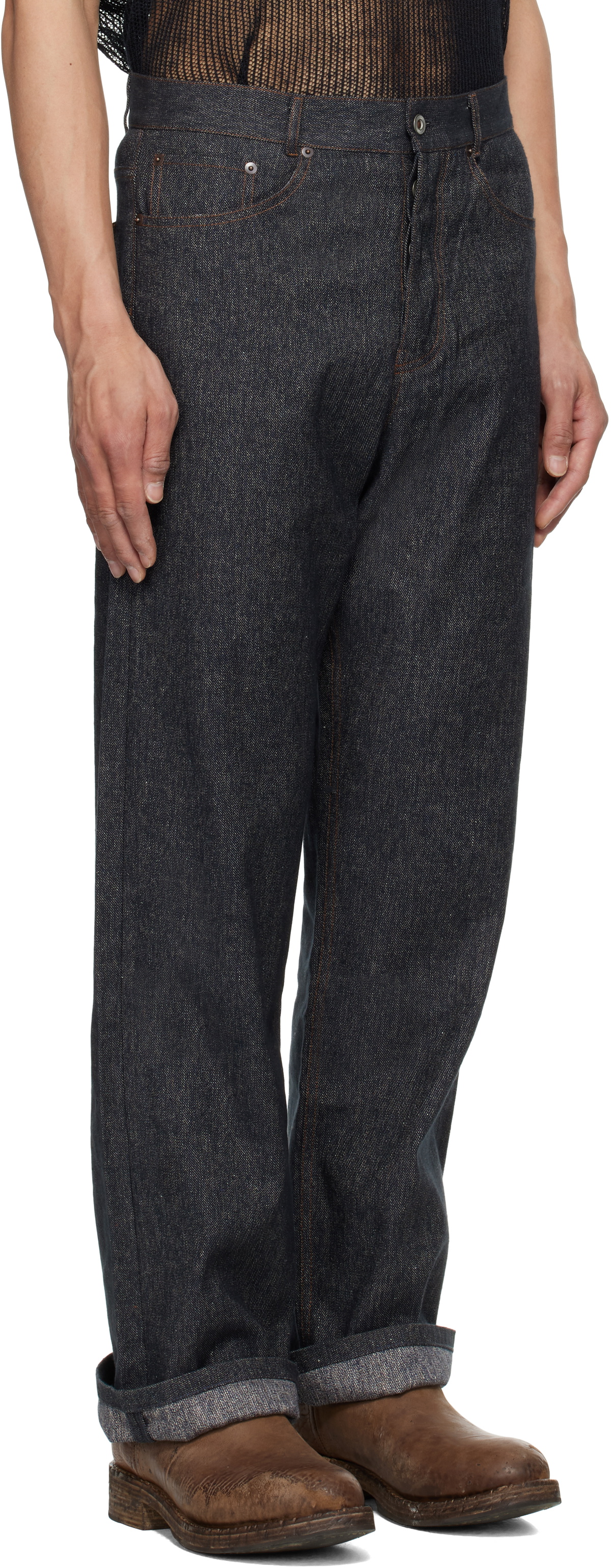 Aviva Jifei Xue Blue Soft Denim 5 Pocket Jeans