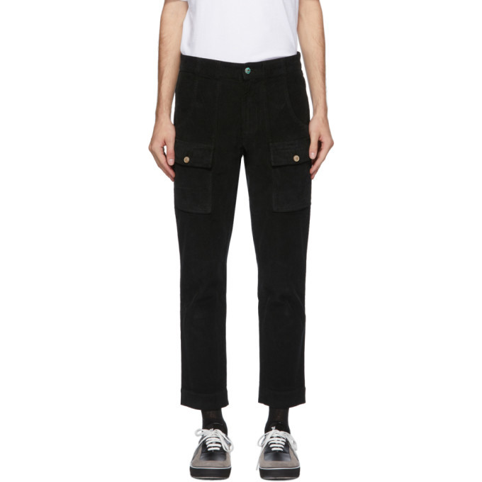 Photo: Palm Angels Black Corduroy Cargo Pants