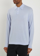 Vowels Wool Polo Jumper Light Blue