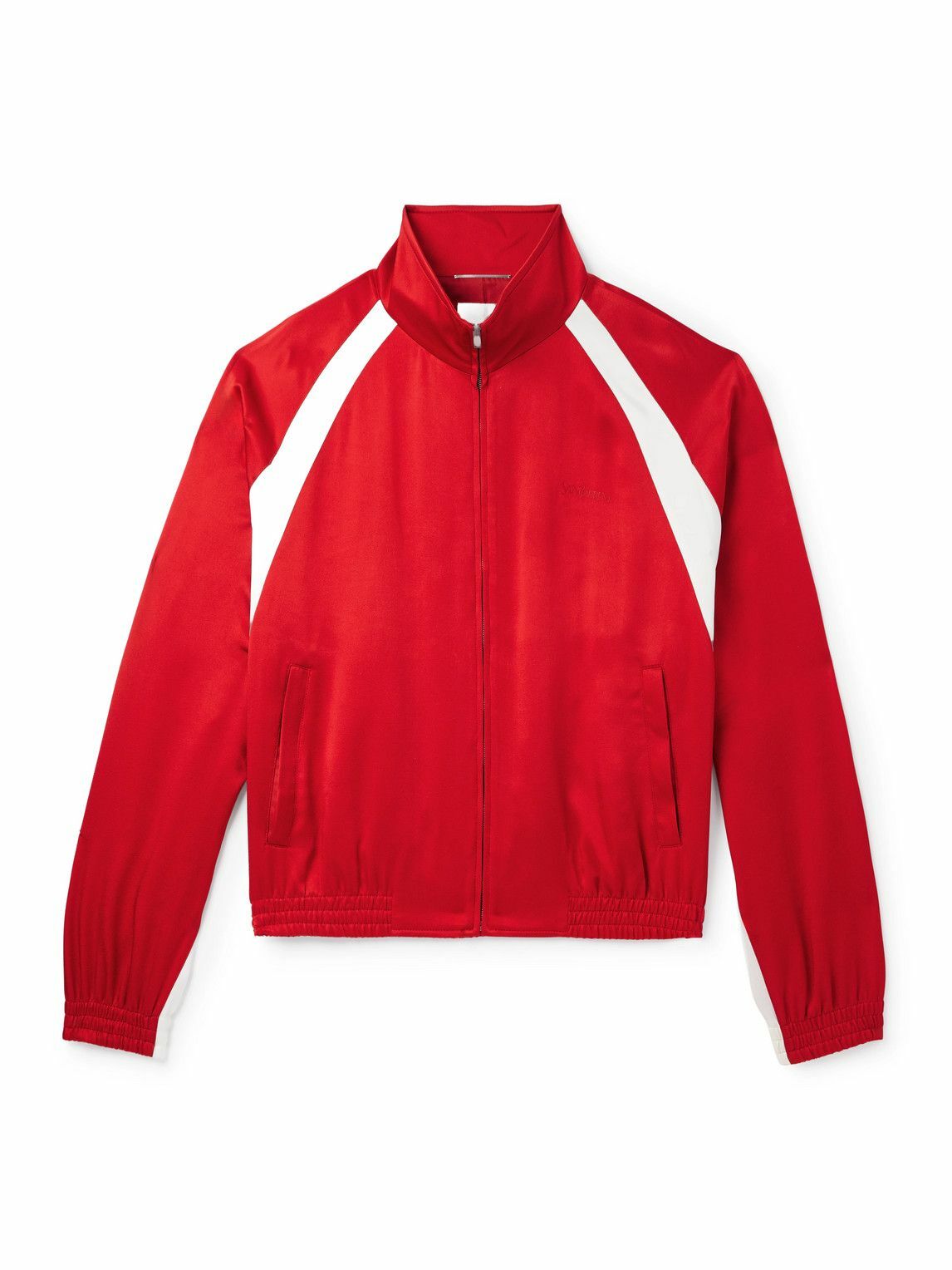 SAINT LAURENT - Striped Satin Track Jacket - Red