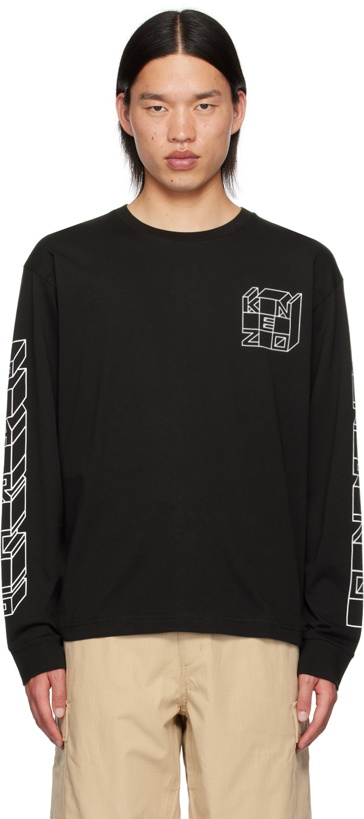 Photo: Kenzo Black Kenzo Paris Kube Classic Long Sleeve T-Shirt