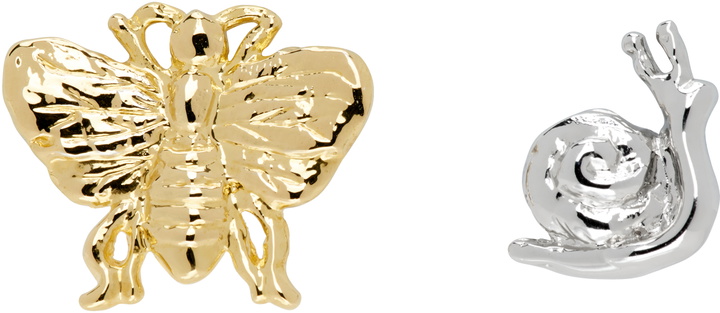 Photo: Chopova Lowena Silver & Gold Moth Best Bugs Stud Earrings