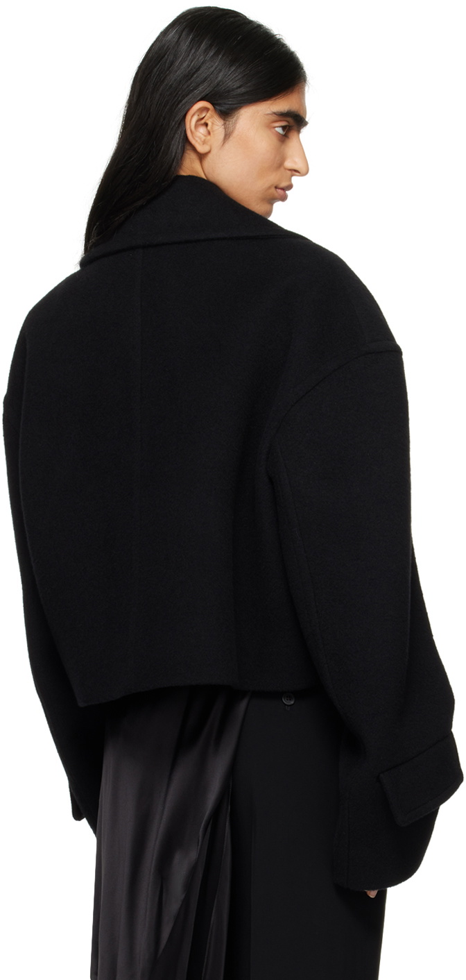 Ann Demeulemeester Black Davin Double-Breasted Short Jacket
