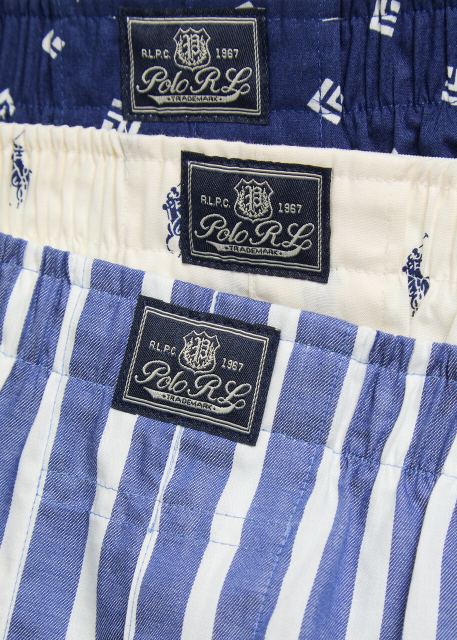 Polo Ralph Lauren Patterned Cotton Boxer Shorts Blue