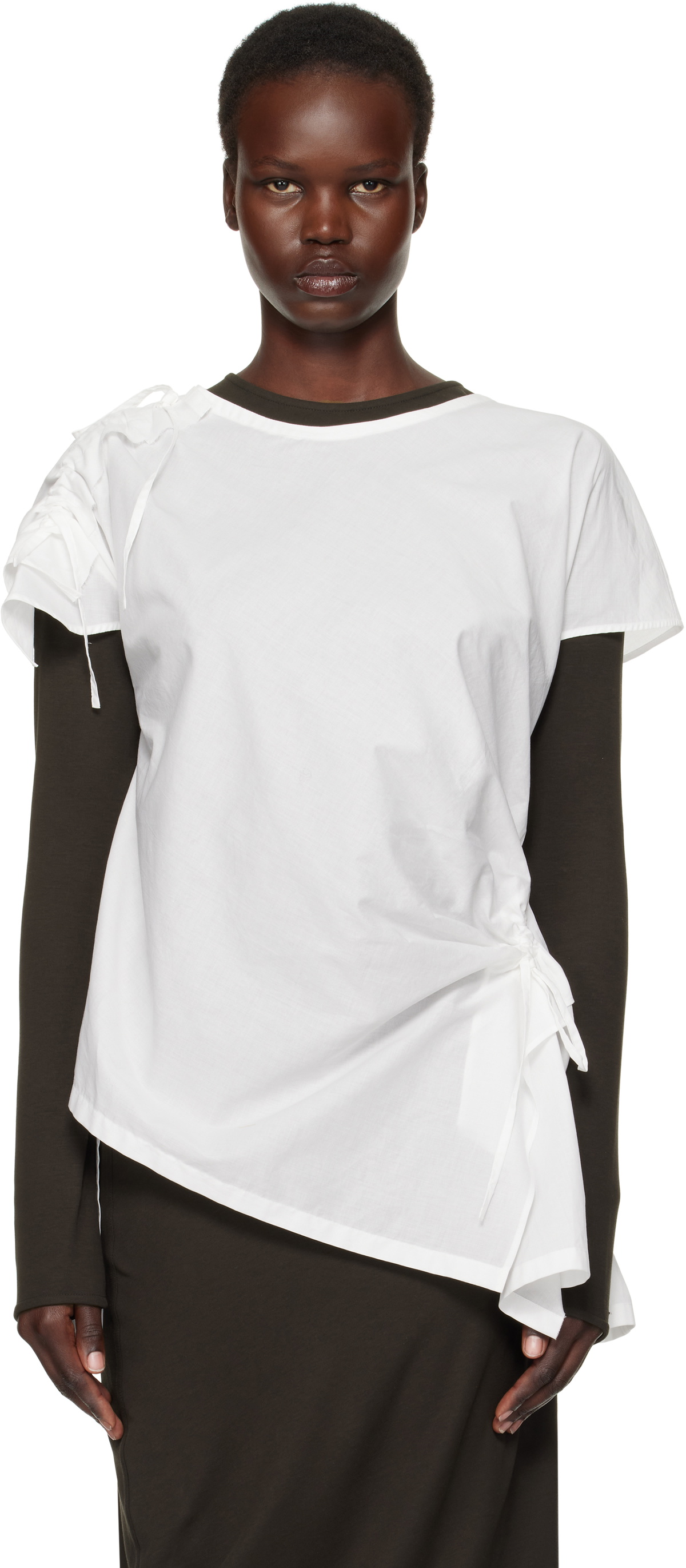 Y's White Shirring Blouse