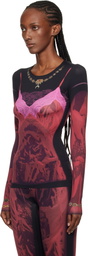 Marine Serre Red & Black Wet Nuisette Printed Jersey LS T-shirt