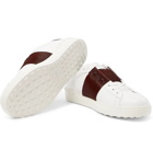 Valentino - Valentino Garavani Open Striped Leather and Calf Hair Sneakers - Men - White