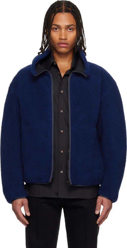 Photo: Givenchy Blue Wool Fleece Bomber Jacket