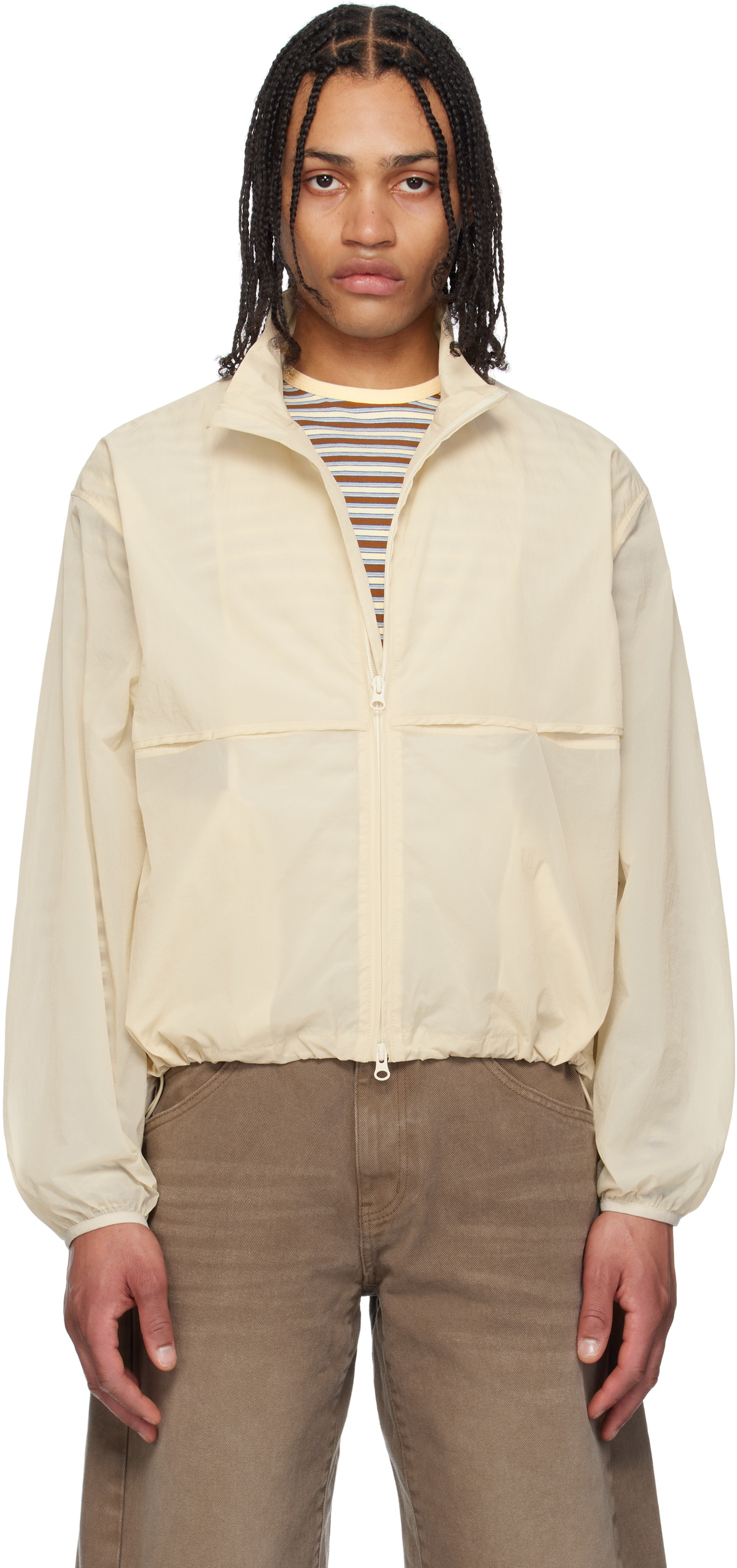 COOR Beige Pinched Layered Windbreaker Jacket