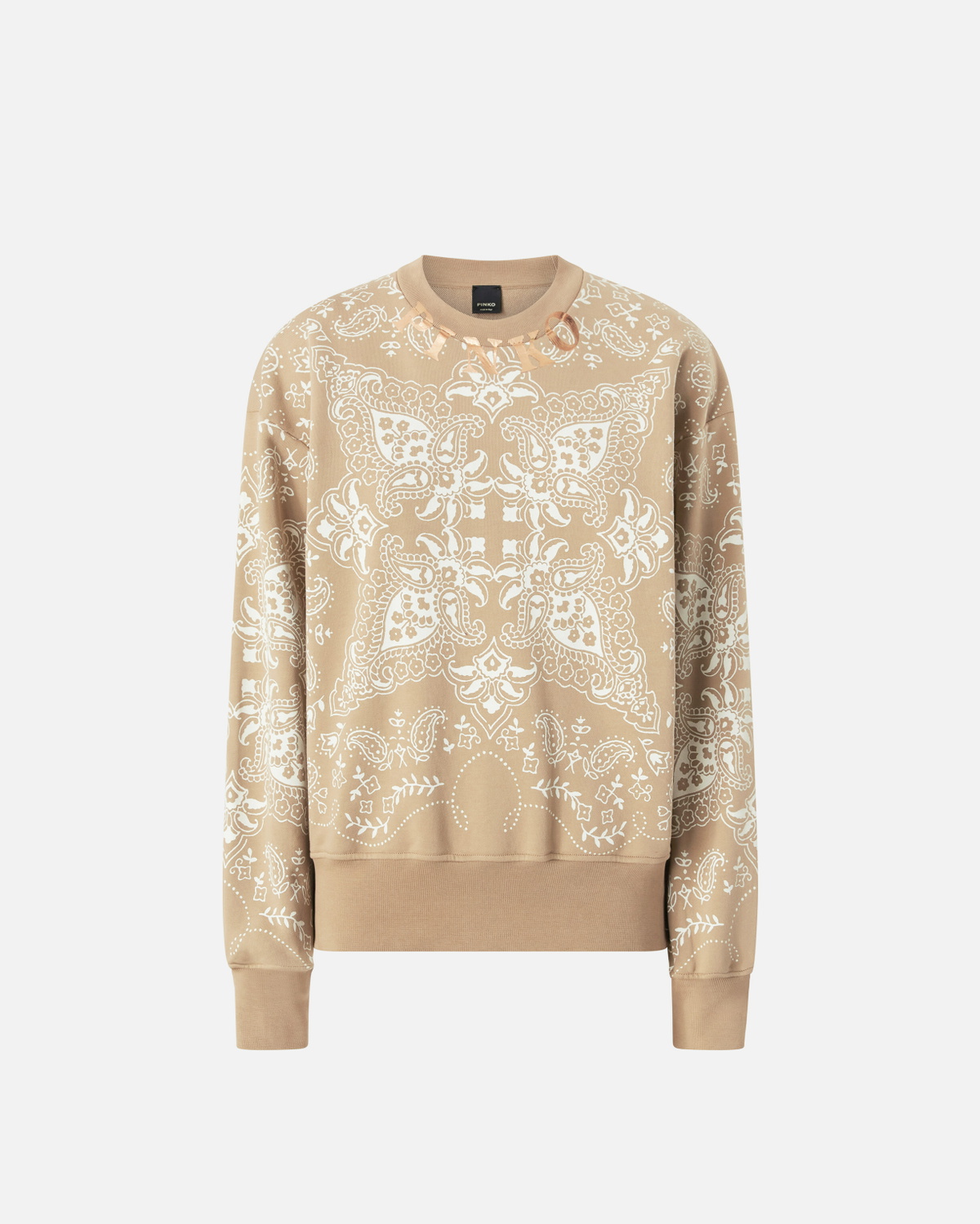 Pinko Bandana Print Crew Neck Sweatshirt Mult. Beige/White