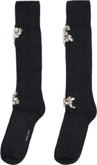 Simone Rocha Gray Embellished Rose Knee Socks