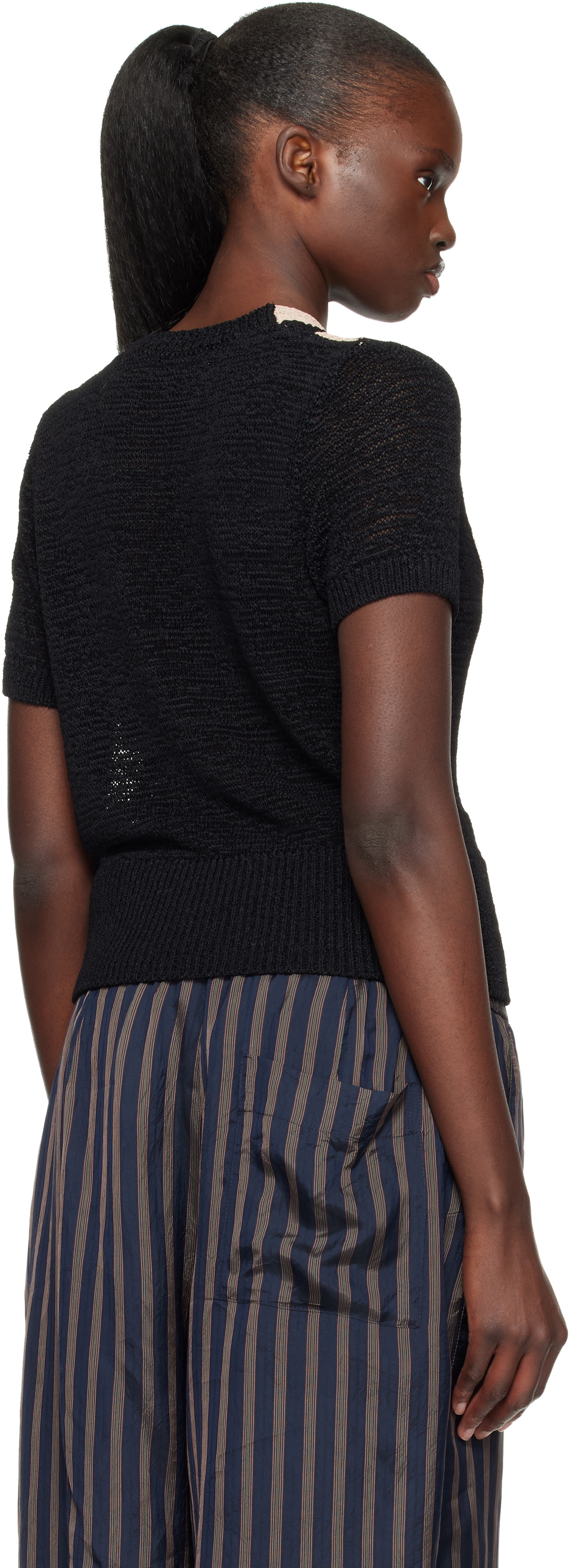 Dries Van Noten Black V-Neck Knit Sweater