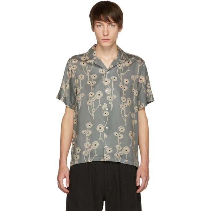 Photo: Saturdays NYC Blue Short Sleeve Canty Poppy Print Shirt