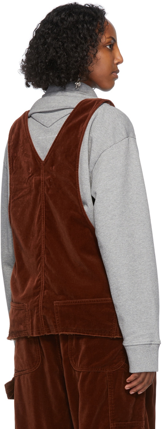 doublet Brown Velvet Cut Off Tank Top