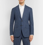 Thom Sweeney - Blue Slim-Fit Checked Wool, Silk and Linen-Blend Suit Jacket - Blue
