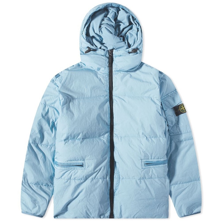 Photo: Stone Island Men's Crinkle Reps Down Jacket in Mid Blue
