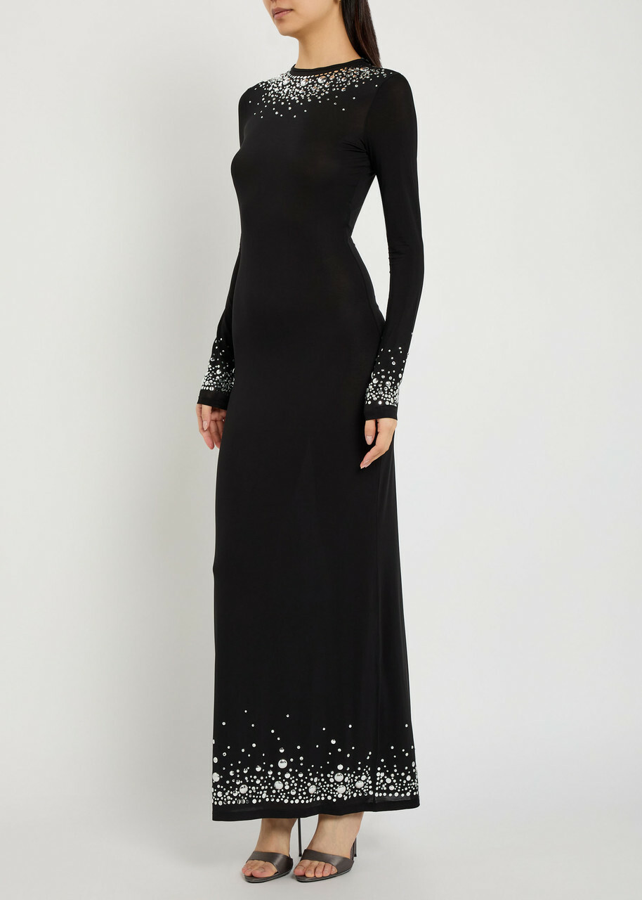 Rabanne Stud-embellished Stretch-jersey Maxi Dress Black