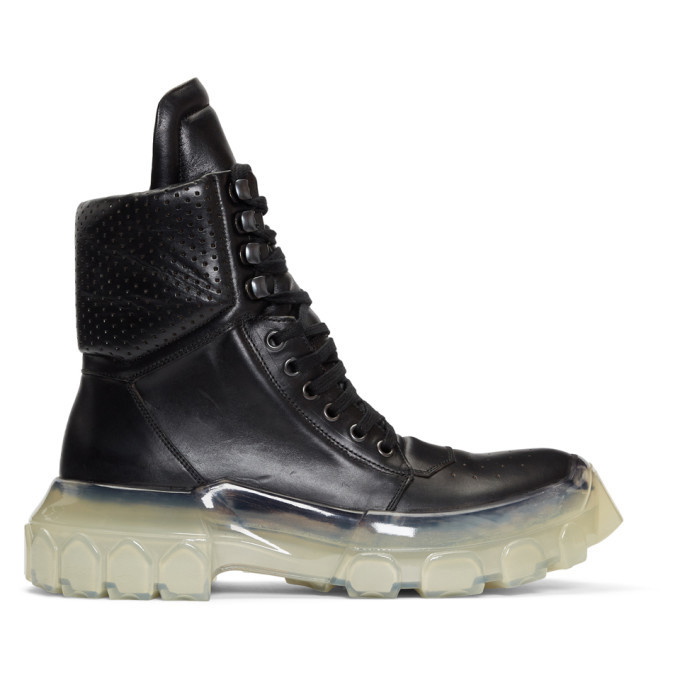 Photo: Rick Owens Black Clear Sole Tractor Dunk Boots