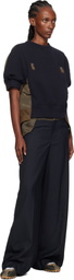 sacai Navy & Khaki Sponge x Nylon Twill Sweatshirt