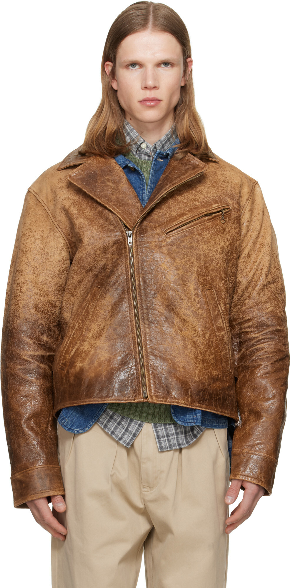 Polo Ralph Lauren Brown Leather Moto Jacket
