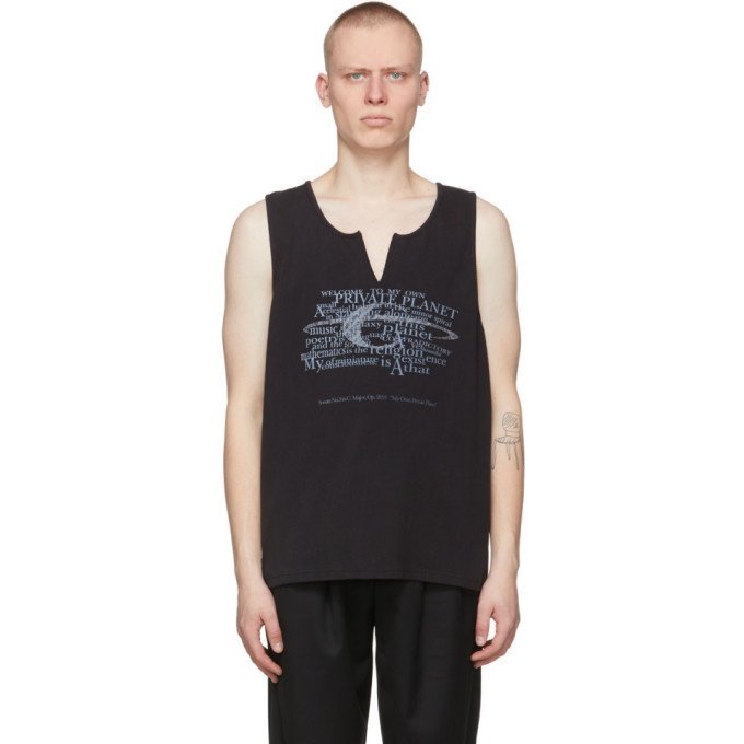Photo: C2H4 Black My Own Private Planet Layered Literal Tank Top