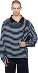 Still Kelly Black & Blue Striped Sweatshirt Polo