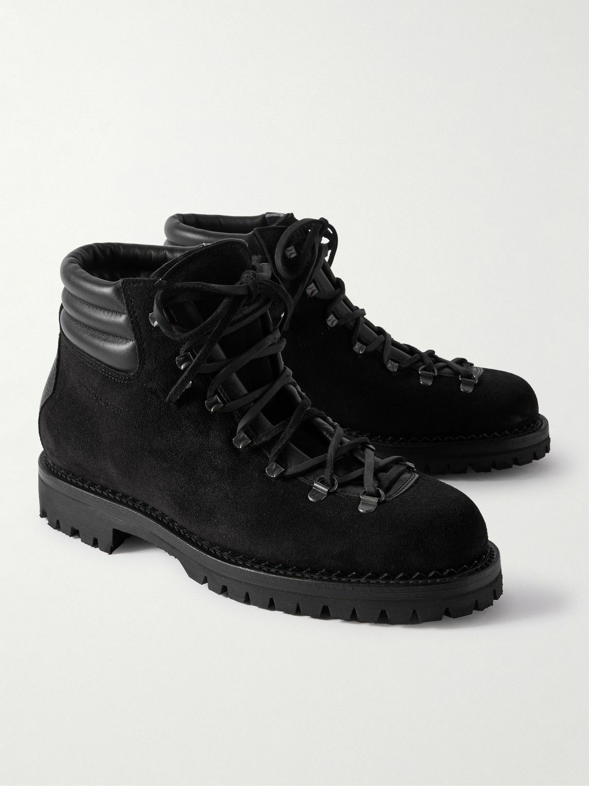 Yuketen - Leather-Trimmed Suede Boots - Black