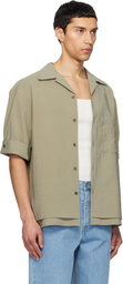 LE17SEPTEMBRE Khaki Double-Layered Open Collar Shirt