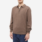 Sunspel Men's Lambswool Knit Polo Shirt in Cedar
