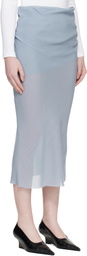 Rier Blue Wool Gaze Draped Midi Skirt