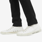 Saint Laurent Men's Malibu Mid Signature Sneakers in White