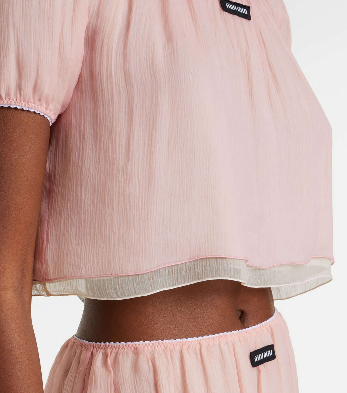 Miu Miu Layered silk chiffon crop top