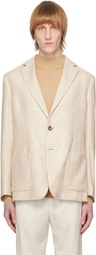 Agnona Beige Notched Lapel Blazer