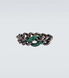 Shay Jewelry Medium Link 18kt gold ring with emerald