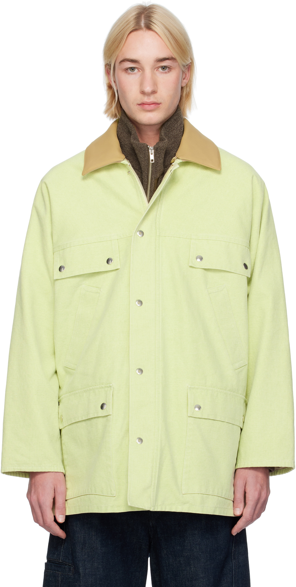 AURALEE Green Canvas Hunting Jacket Auralee