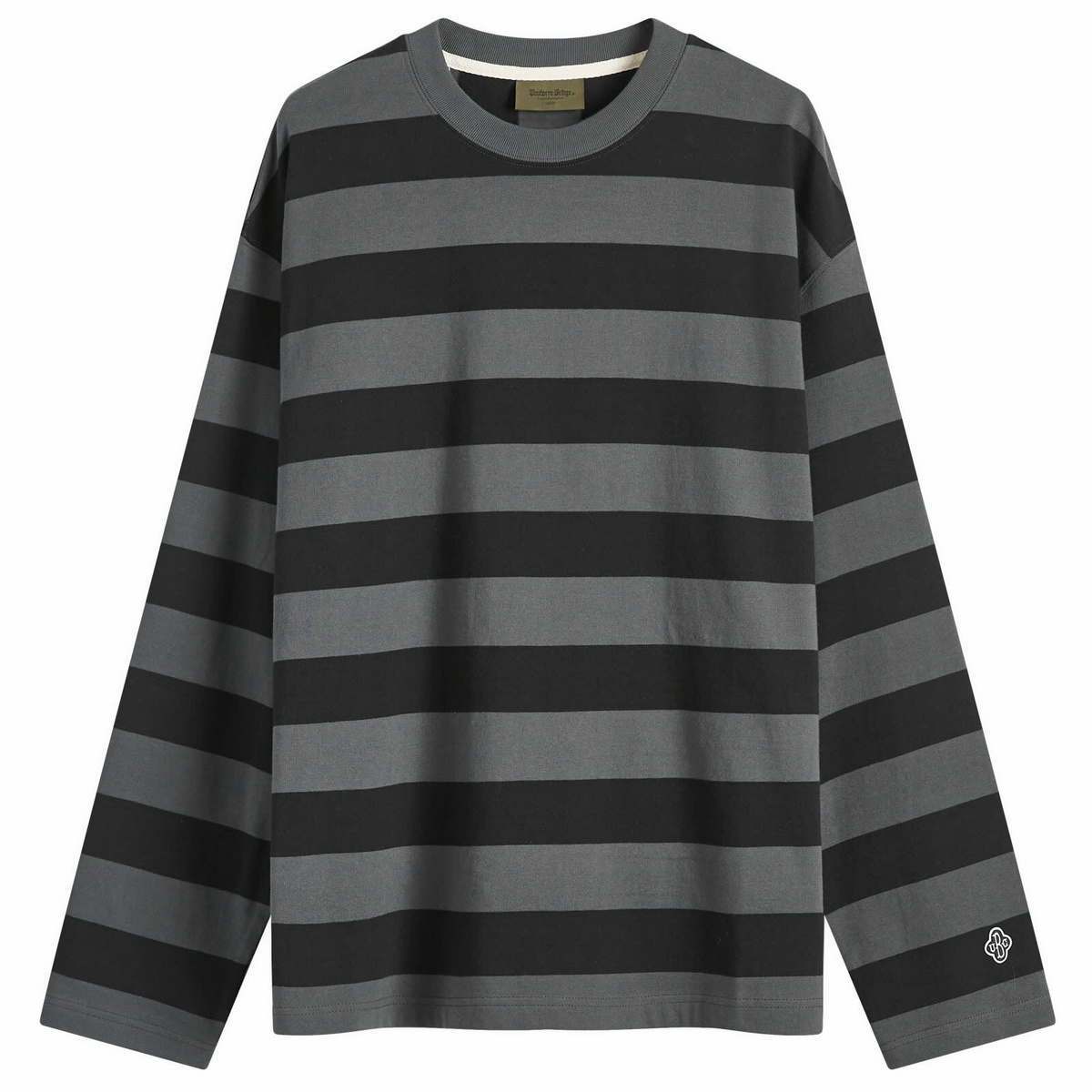 [ UNIFORM BRIDGE]★vintage stripe s/s tee Uniform Bridge Men's Stripe Long Sleeve T-Shirt in Black