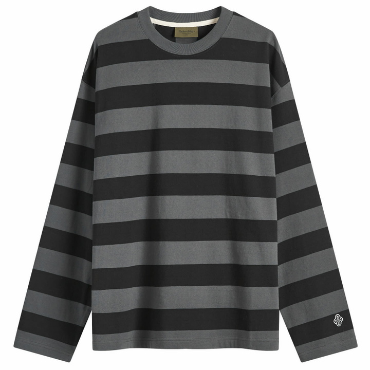 Photo: Uniform Bridge Men's Stripe Long Sleeve T-Shirt in Black Stripe