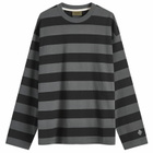 Uniform Bridge Men's Stripe Long Sleeve T-Shirt in Black Stripe