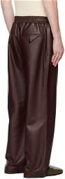 Bottega Veneta Burgundy Wide-Leg Leather Pants