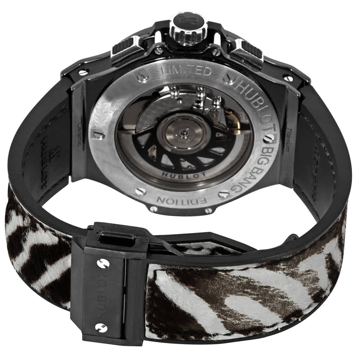 Hublot Big Bang Zebra Diamond Dial Black Ceramic Chronograph Ladies Watch 341CV7517VR1975