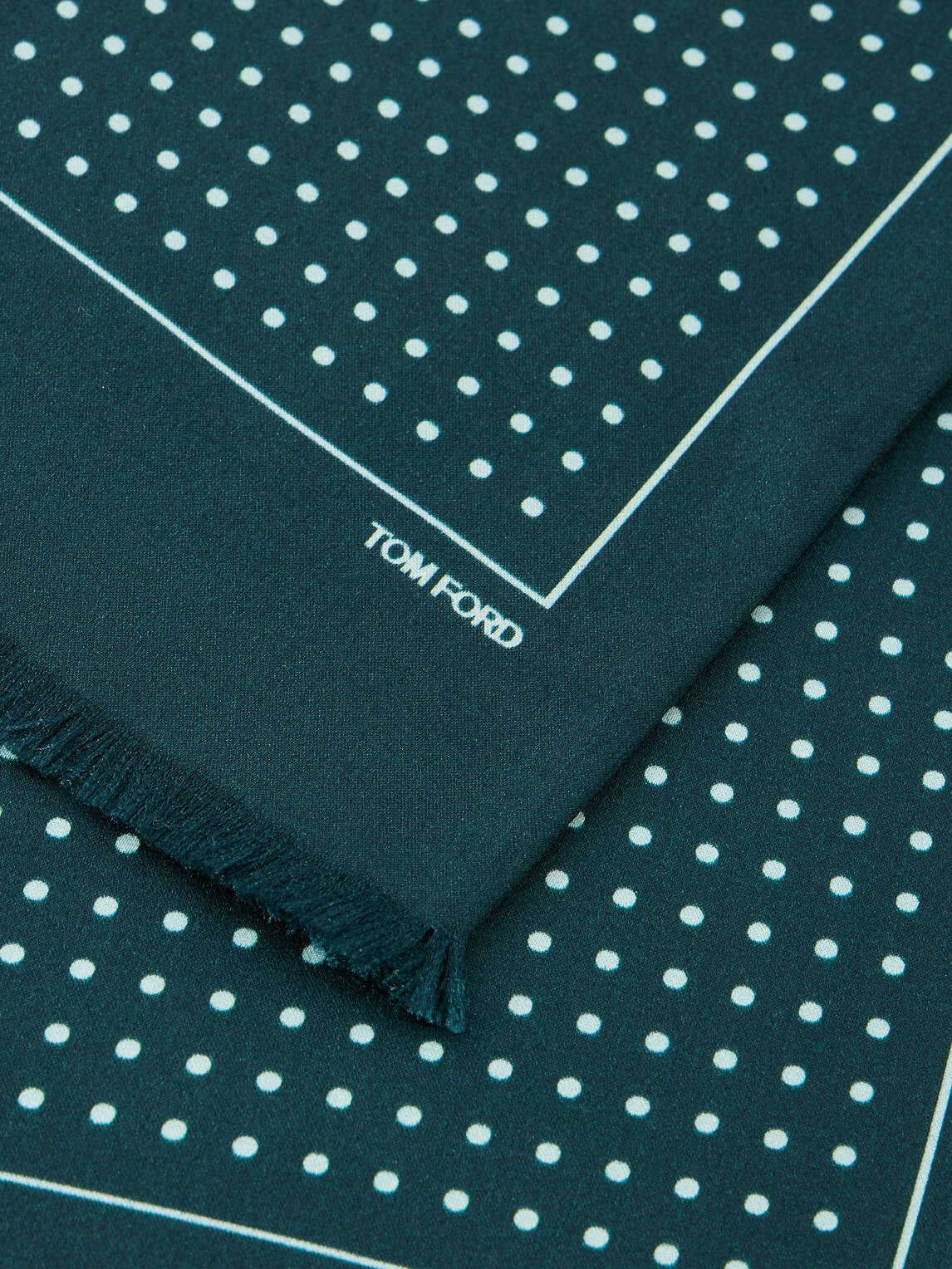 TOM FORD - Polka-Dot Silk-Satin Scarf - Green