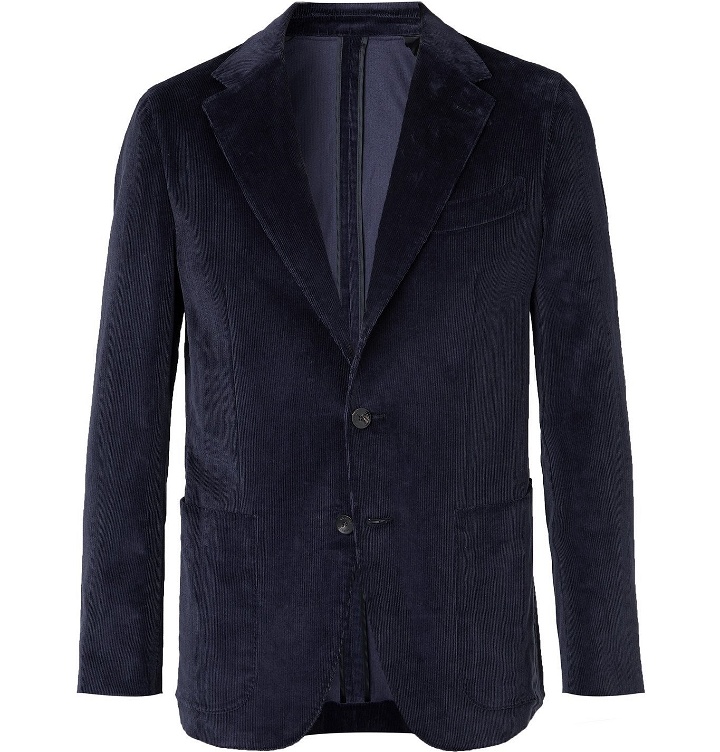 Photo: Caruso - Indigo Unstructured Cotton-Blend Corduroy Suit Jacket - Blue