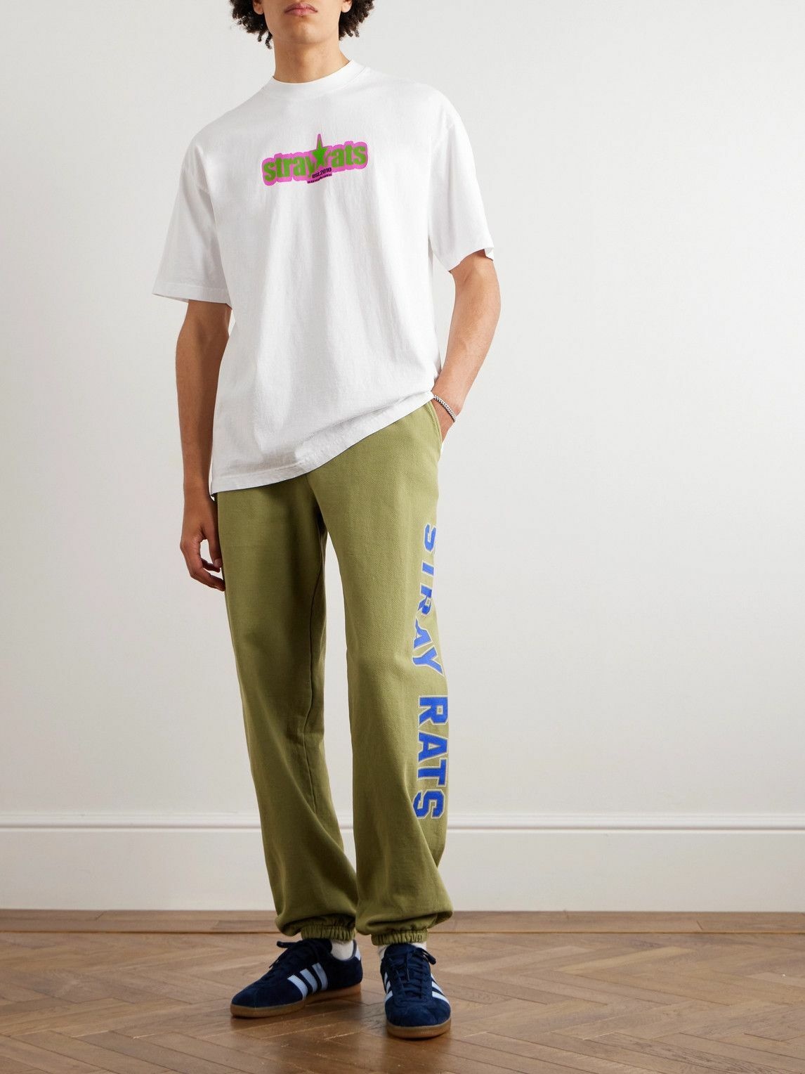 Stray Rats - Miami Tapered Logo-Print Cotton-Jersey Sweatpants - Green