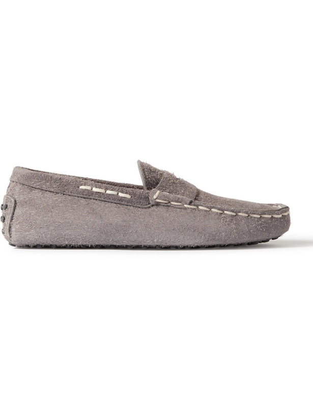 Photo: TOD'S - Gommino Textured-Suede Driving Shoes - Gray - UK 6