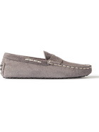 TOD'S - Gommino Textured-Suede Driving Shoes - Gray - UK 6