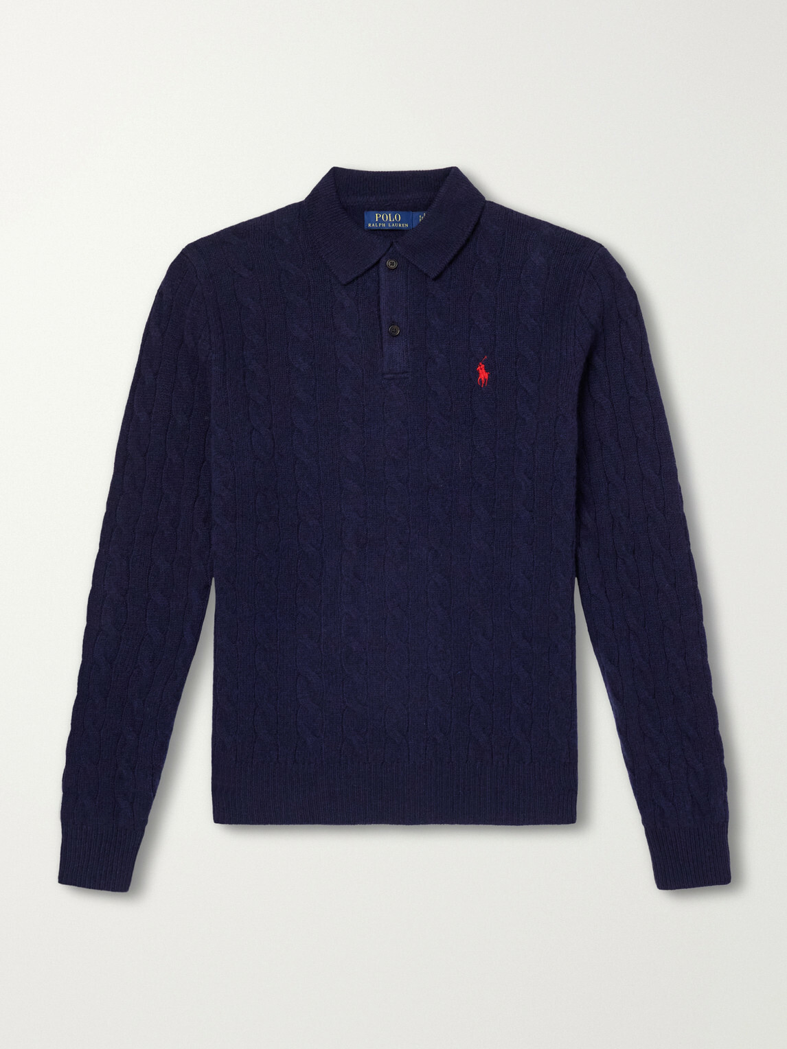 Polo Ralph Lauren - Cable-Knit Wool and Cashmere-Blend Polo Sweater - Blue